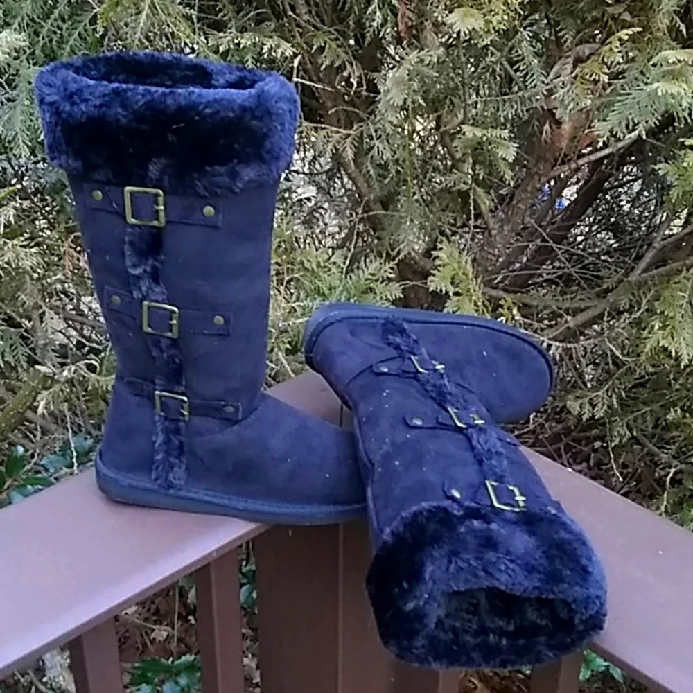 Faux Suede Pull-on Winter Boots
